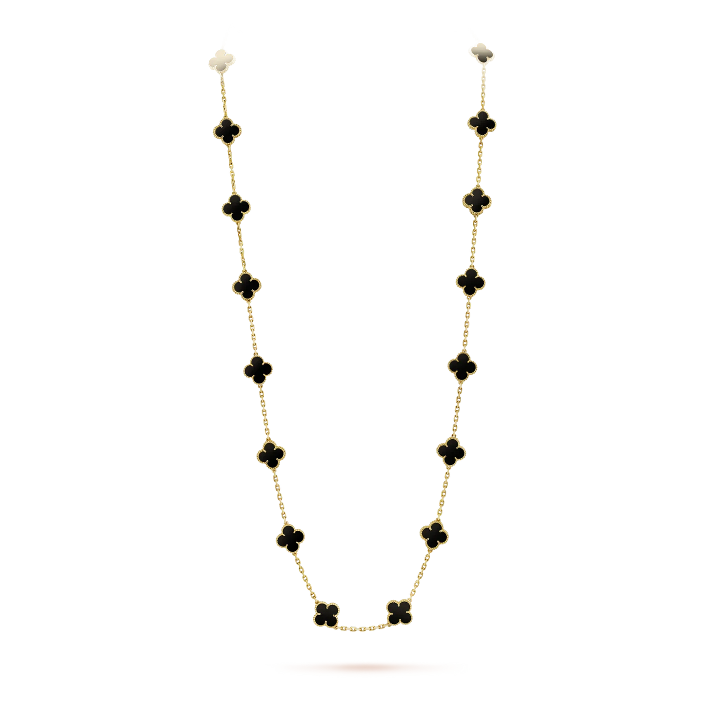 [Luxe Jewelry]CLOVER 20 MOTIFS ONYX NECKLACE