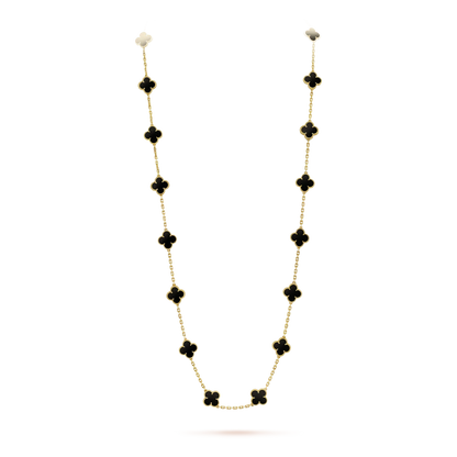 [Luxe Jewelry]CLOVER 20 MOTIFS ONYX NECKLACE