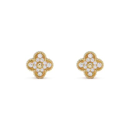 [Luxe Jewelry]CLOVER MEDIUM 1 MOTIFS FUll DIAMOND EARRINGS