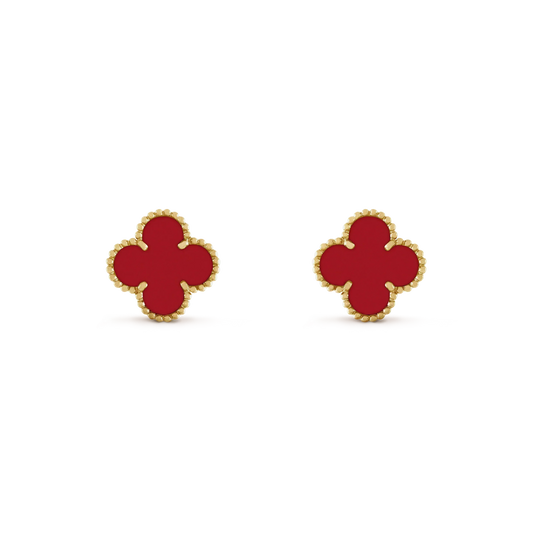 [Luxe Jewelry]CLOVER MINI 9.5MM CARNELIAN EARRINGS