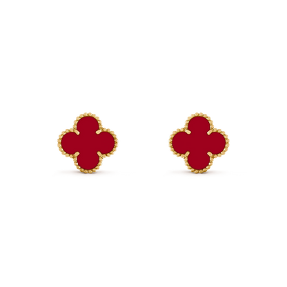 [Luxe Jewelry]CLOVER MEDIUM 1 MOTIFS CARNELIAN  EARRINGS