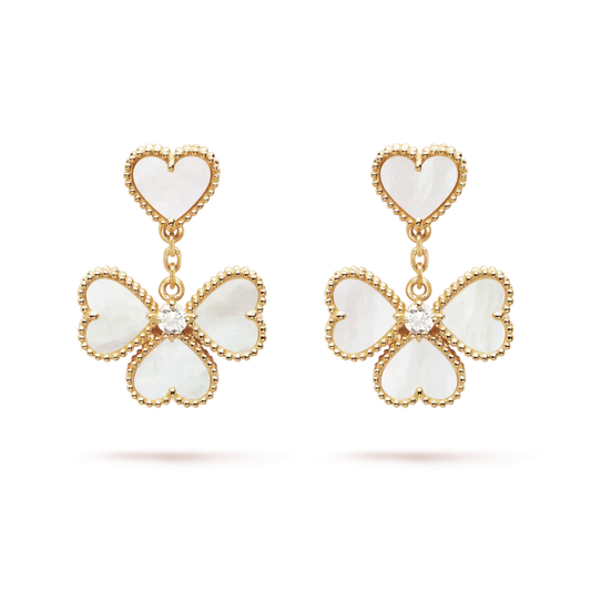 [Luxe Jewelry]CLOVER SWEET WHITE MOP EARRINGS