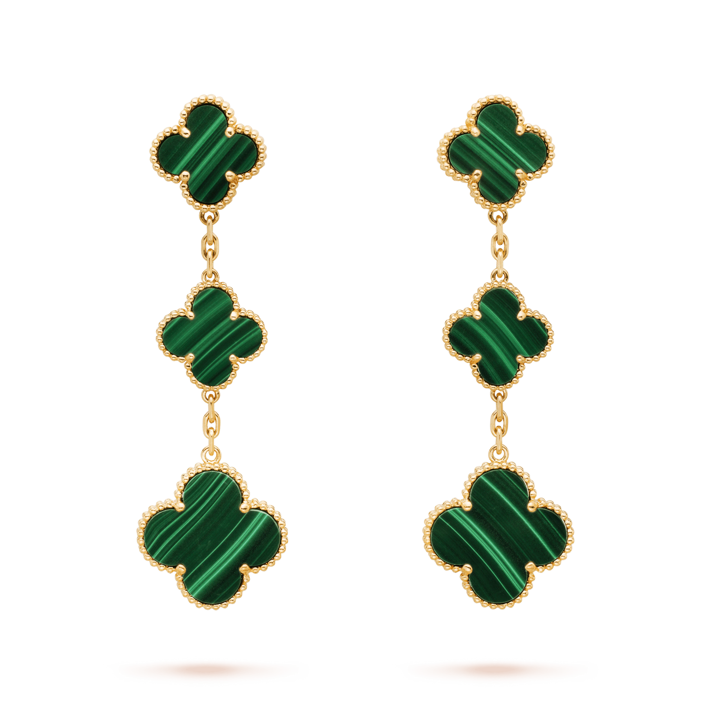 [Luxe Jewelry]CLOVER MALACHITE 3 MOTIFS GOLD