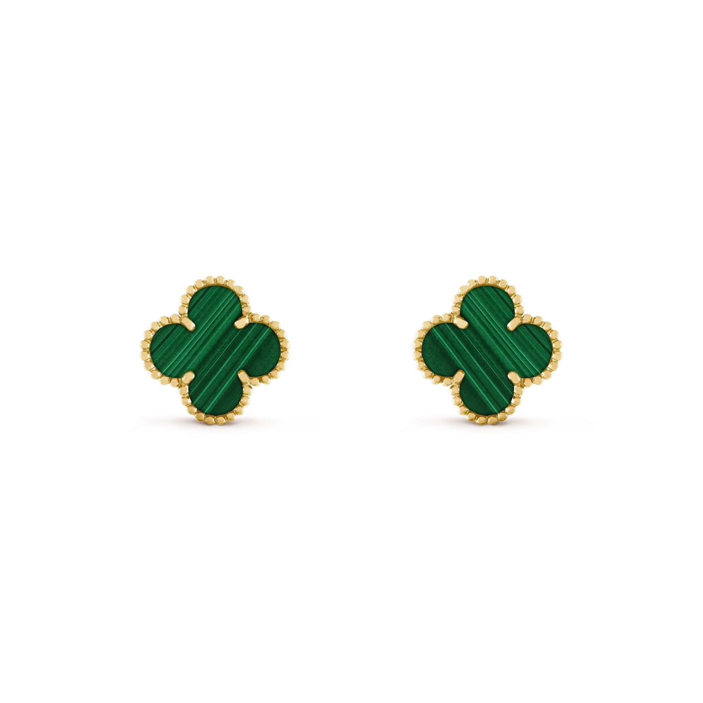 [Luxe Jewelry]CLOVER MEDIUM 1 MOTIFS MALACHITE  EARRINGS