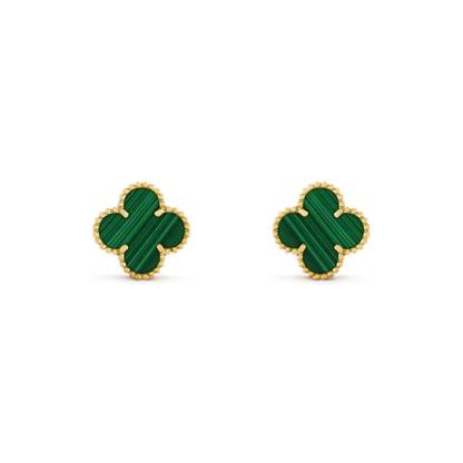 [Luxe Jewelry]CLOVER MEDIUM 1 MOTIFS MALACHITE  EARRINGS