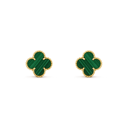 [Luxe Jewelry]CLOVER MEDIUM 1 MOTIFS MALACHITE  EARRINGS