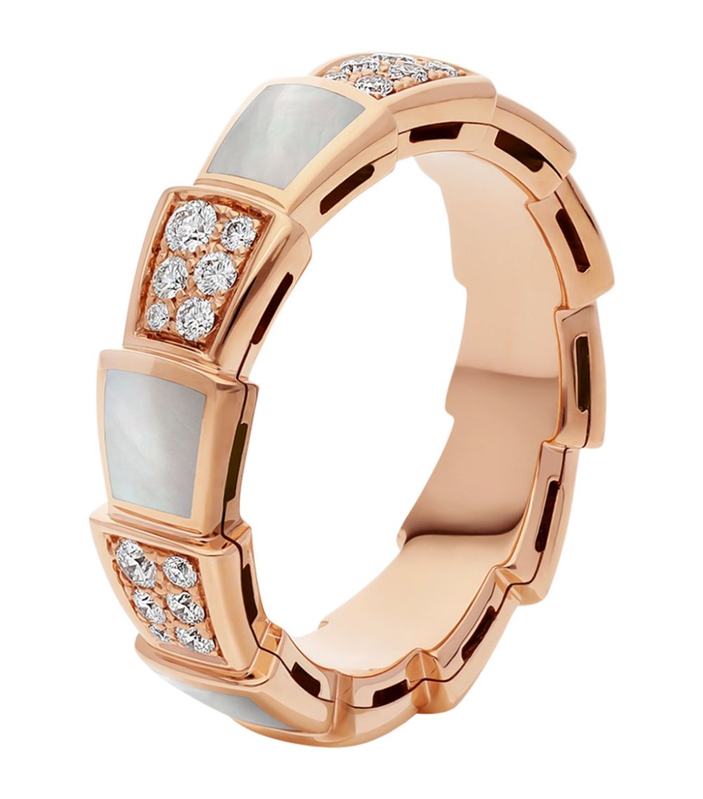 [Luxe Jewelry]SERPENTI RING PINK GOLD MOP DIAMOND PAVED 4MM