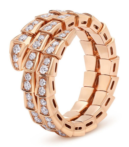 [Luxe Jewelry]SERPENTI RING PINK GOLD DIAMOND DOUBLE ROW