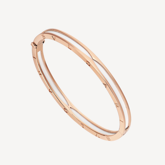 [Luxe Jewelry]ZERO 1 PINK GOLD WITH WHITE CERAMIC BRACELET