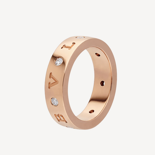 [Luxe Jewelry]ZERO 1 ESSENTIAL PINK GOLD BAND WITH DIAMONDS RING