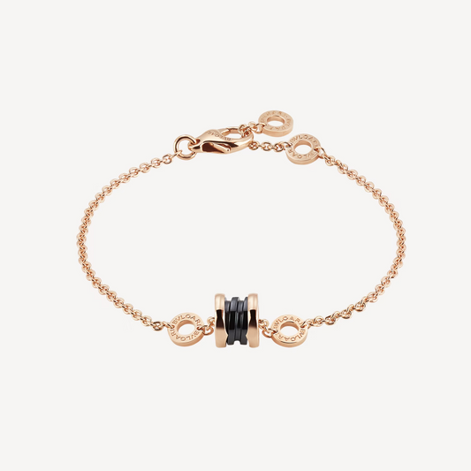 [Luxe Jewelry]ZERO 1 SOFT PINK GOLD AND BLACK CERAMIC BRACELET