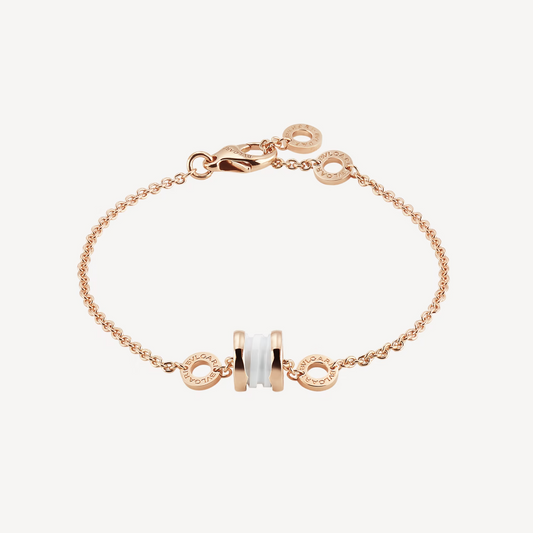 [Luxe Jewelry]ZERO 1 SOFT PINK GOLD AND WHITE CERAMIC BRACELET