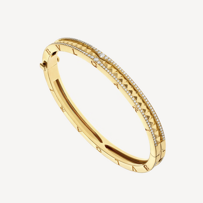 [Luxe Jewelry]ZERO 1 SPIRAL AND PAVED DIAMOND GOLD BRACELET