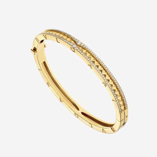 [Luxe Jewelry]ZERO 1 SPIRAL AND PAVED DIAMOND GOLD BRACELET