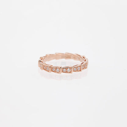 [Luxe Jewelry]SERPENTI RING PINK GOLD DIAMOND PAVED 3MM