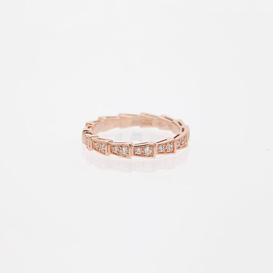 [Luxe Jewelry]SERPENTI RING PINK GOLD DIAMOND PAVED 3MM