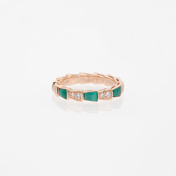 [Luxe Jewelry]SERPENTI RING PINK GOLD MALACHITE DIAMOND 3MM