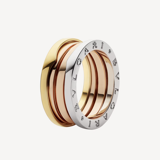[Luxe Jewelry]ZERO 1 THREE-BAND ROSE WHITE AND YELLOW RING
