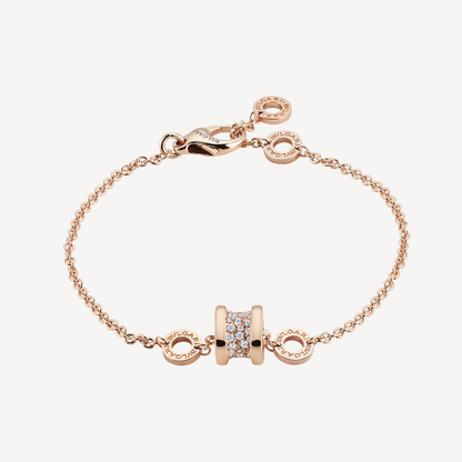 [Luxe Jewelry]ZERO 1 SOFT PINK GOLD WITH PAVED DIAMONDS ON THE SPIRAL BRACELET
