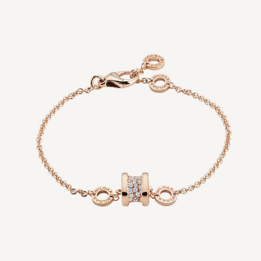 [Luxe Jewelry]ZERO 1 SOFT PINK GOLD WITH PAVED DIAMONDS ON THE SPIRAL BRACELET
