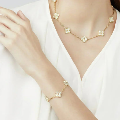 [Luxe Jewelry]CLOVER 5 MOTIFS  FULL DIAMOND BRACELET