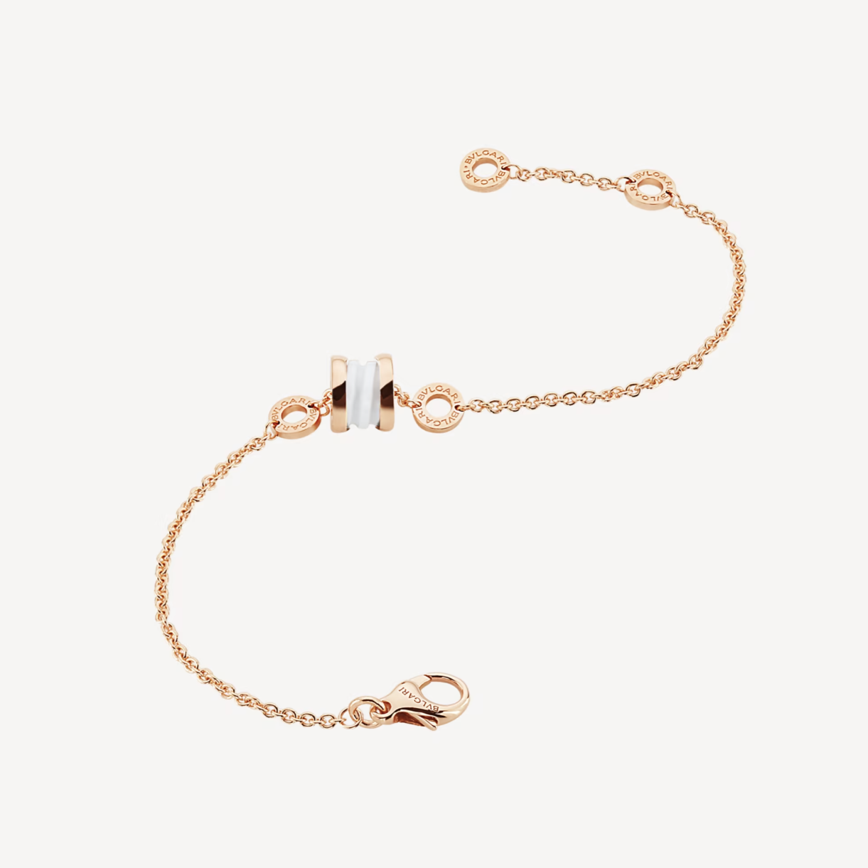 [Luxe Jewelry]ZERO 1 SOFT PINK GOLD AND WHITE CERAMIC BRACELET