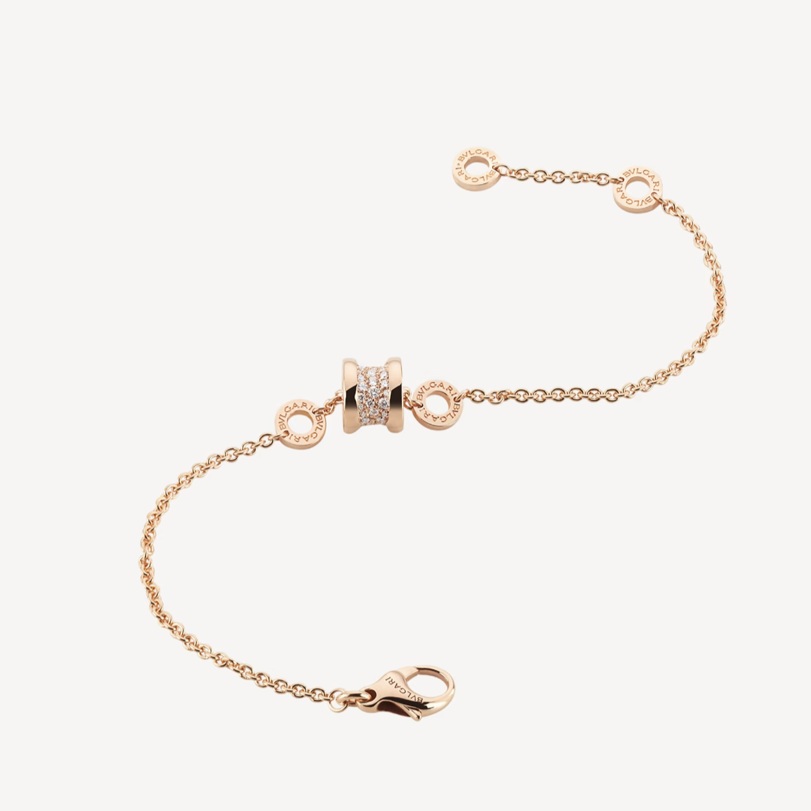 [Luxe Jewelry]ZERO 1 SOFT PINK GOLD WITH PAVED DIAMONDS ON THE SPIRAL BRACELET