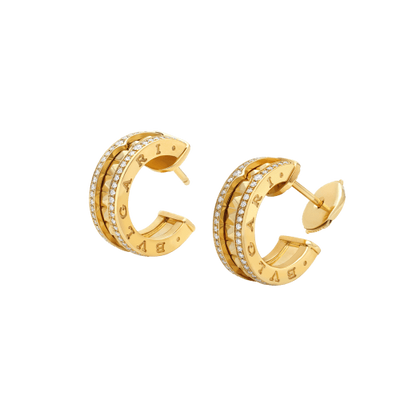 [Luxe Jewelry]ZERO 1 ROCK GOLD EARRINGS WITH STUDDED SPIRAL AND PAVED DIAMONDS