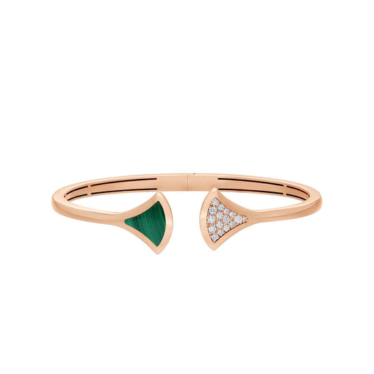 [Luxe Jewelry]DREAM BRACELET OPEN MALACHITE PINK GOLD
