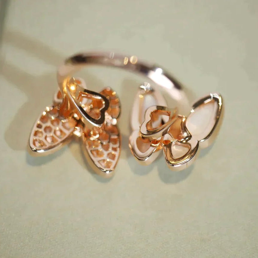 [Luxe Jewelry]TWIN BUTTERFLY DIAMOND MOP RING