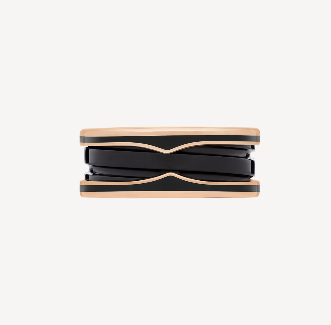 [Luxe Jewelry]ZERO 1 TWO-BAND WITH MATTE BLACK CERAMIC PINK GOLD RING
