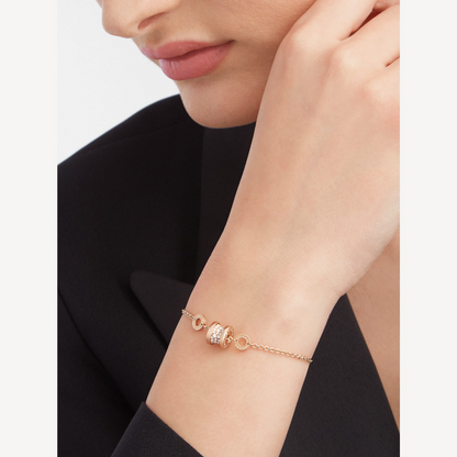 [Luxe Jewelry]ZERO 1 SOFT PINK GOLD WITH PAVED DIAMONDS ON THE SPIRAL BRACELET