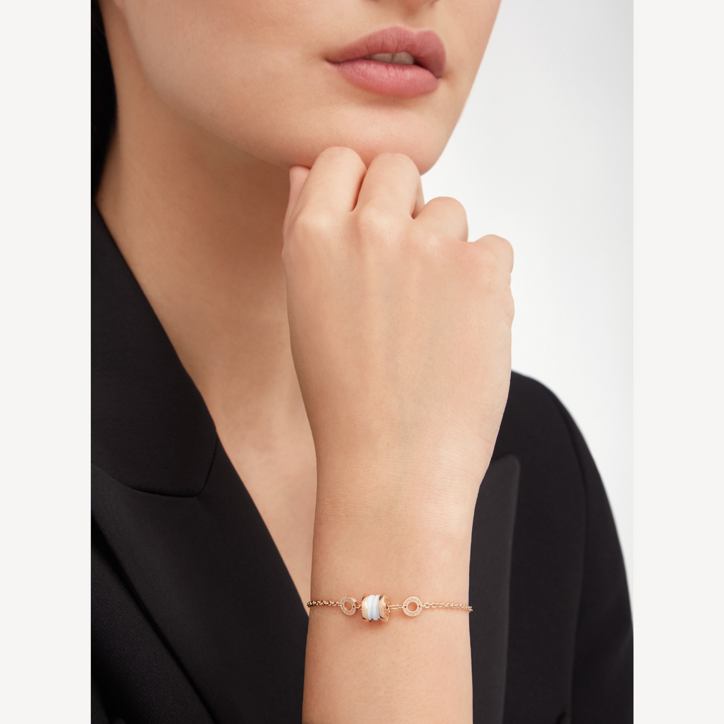 [Luxe Jewelry]ZERO 1 SOFT PINK GOLD AND WHITE CERAMIC BRACELET