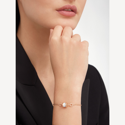 [Luxe Jewelry]ZERO 1 SOFT PINK GOLD AND WHITE CERAMIC BRACELET