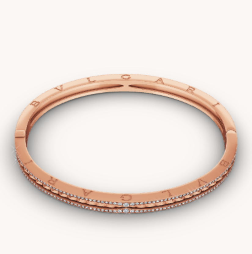 [Luxe Jewelry]ZERO 1 SPIRAL AND PAVED DIAMOND PINK GOLD BRACELET