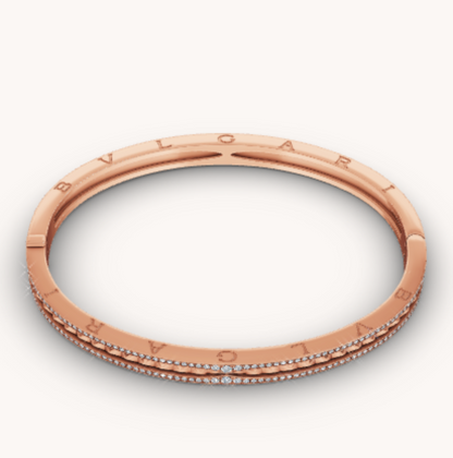 [Luxe Jewelry]ZERO 1 SPIRAL AND PAVED DIAMOND PINK GOLD BRACELET