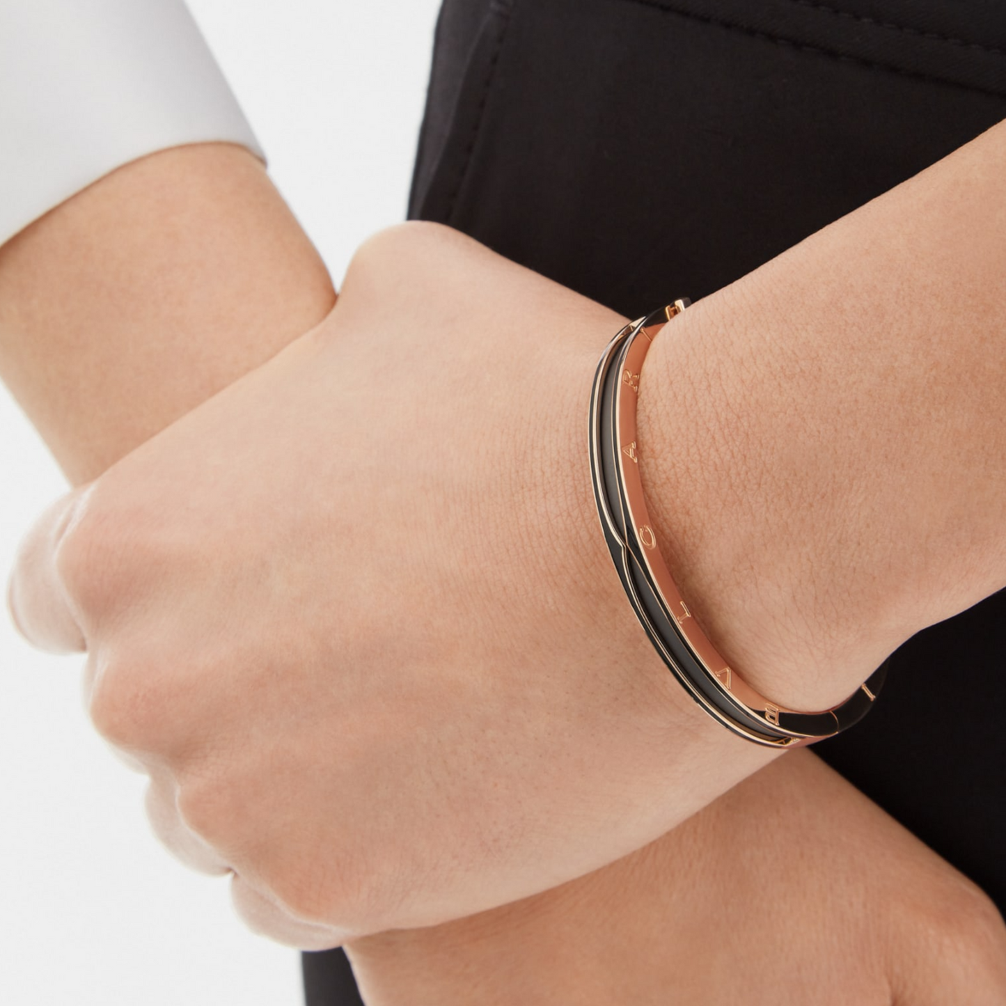 [Luxe Jewelry]ZERO 1 PINK GOLD WITH MATTE BLACK CERAMIC BRACELET