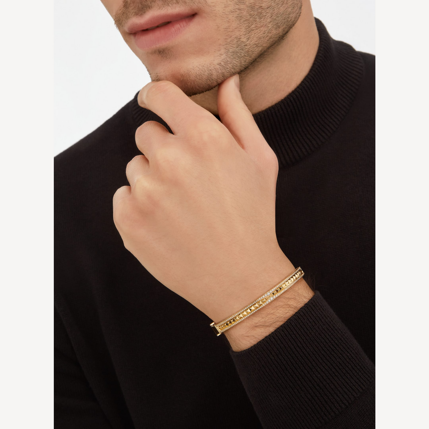 [Luxe Jewelry]ZERO 1 SPIRAL AND PAVED DIAMOND GOLD BRACELET