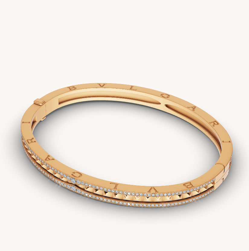 [Luxe Jewelry]ZERO 1 SPIRAL AND PAVED DIAMOND GOLD BRACELET