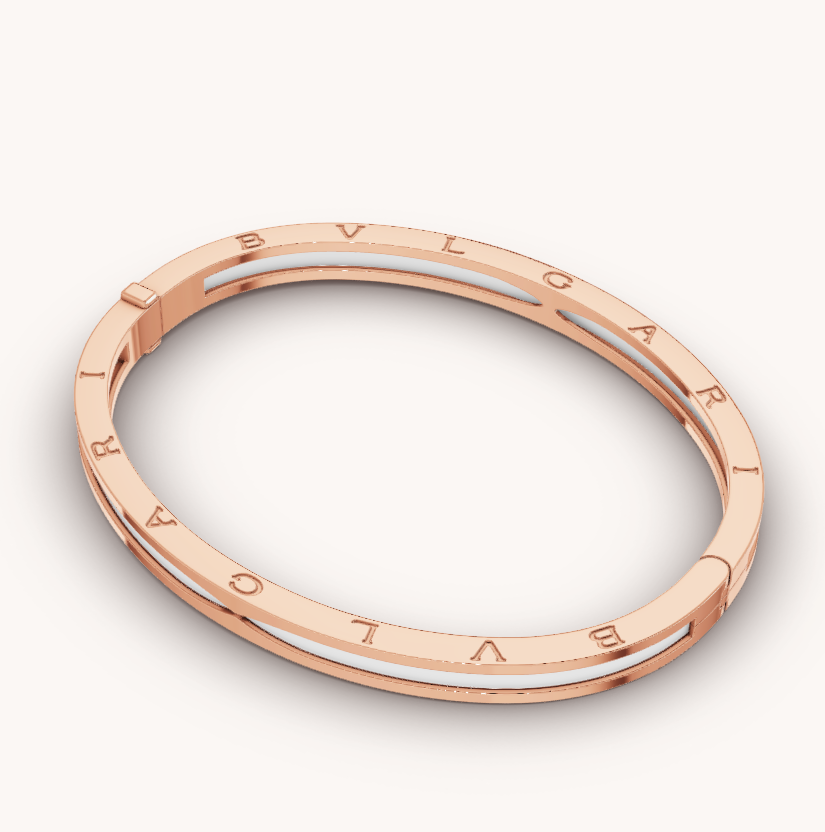 [Luxe Jewelry]ZERO 1 PINK GOLD WITH WHITE CERAMIC BRACELET