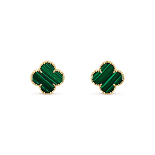 [Luxe Jewelry]CLOVER MINI 9.5MM MALACHITE  EARRINGS