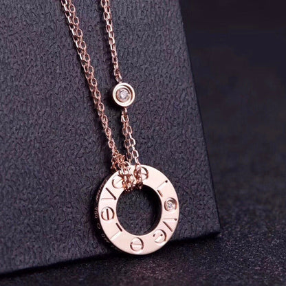 [Luxe Jewelry]LOVE NECKLACE 16MM 2 DIAMONDS
