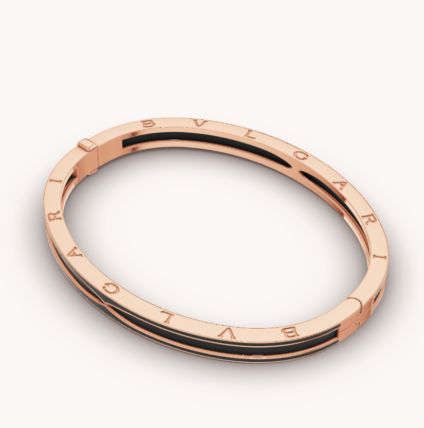 [Luxe Jewelry]ZERO 1 PINK GOLD WITH MATTE BLACK CERAMIC BRACELET