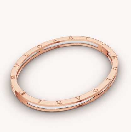 [Luxe Jewelry]ZERO 1 PINK GOLD WITH WHITE CERAMIC BRACELET