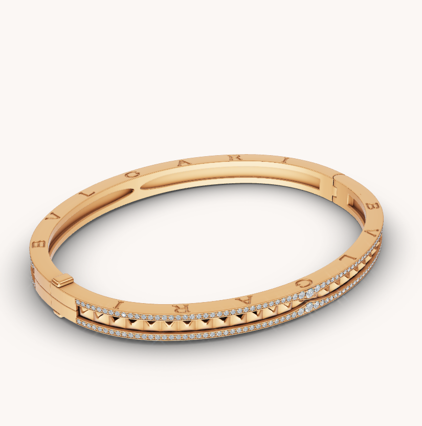 [Luxe Jewelry]ZERO 1 SPIRAL AND PAVED DIAMOND GOLD BRACELET