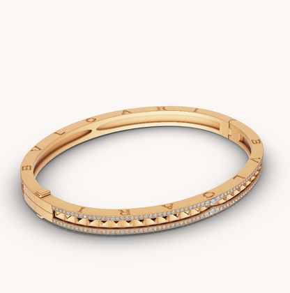 [Luxe Jewelry]ZERO 1 SPIRAL AND PAVED DIAMOND GOLD BRACELET