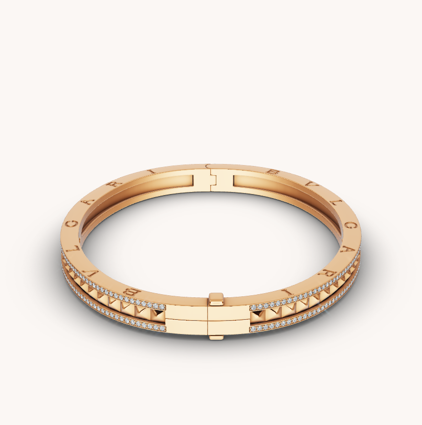 [Luxe Jewelry]ZERO 1 SPIRAL AND PAVED DIAMOND GOLD BRACELET