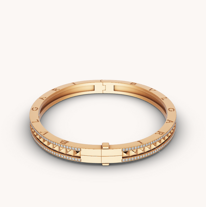 [Luxe Jewelry]ZERO 1 SPIRAL AND PAVED DIAMOND GOLD BRACELET
