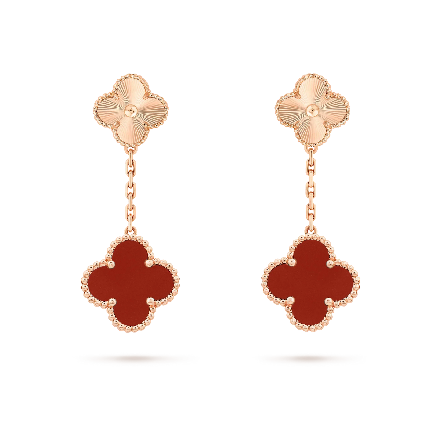 [Luxe Jewelry]CLOVER 2 MOTIF  LASER CARNELIAN EARRINGS