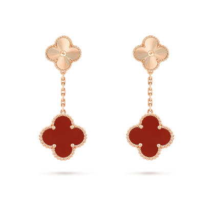 [Luxe Jewelry]CLOVER 2 MOTIF  LASER CARNELIAN EARRINGS